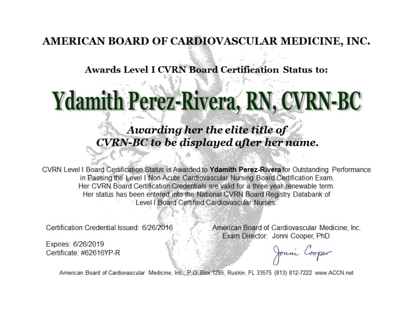 Cardiovascular Nurse Certificate